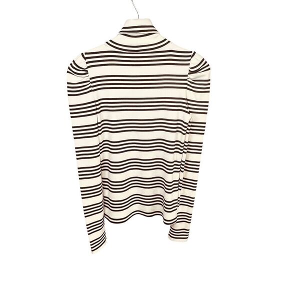 Veronica Beard Cedar Striped Stretch-pima Cotton Turtleneck Sweater Top - Picture 10 of 13